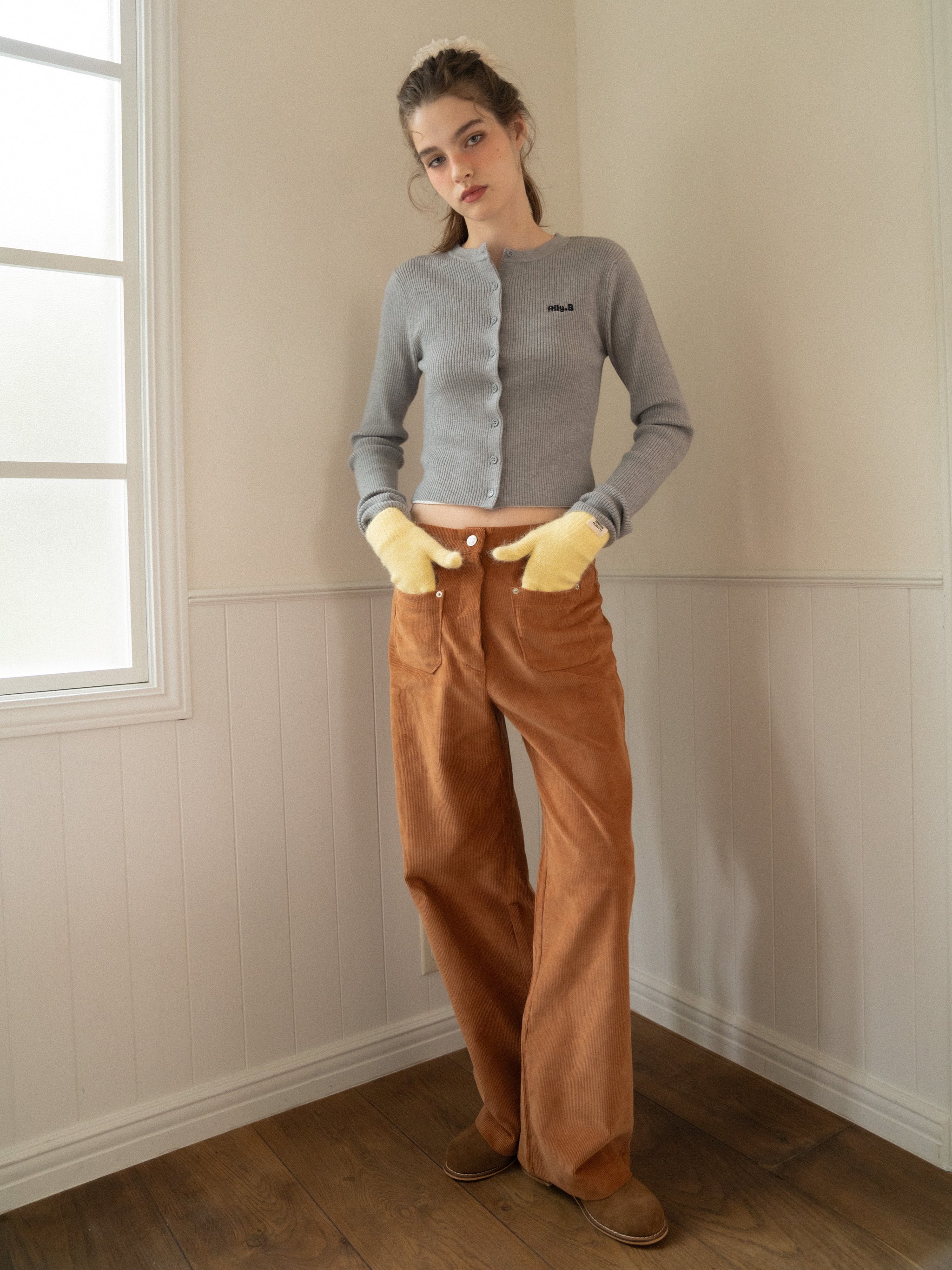 【期間限定！最安値挑戦】 Basic Ally.B Knit BROWN ALLISON – Cardigan トップス