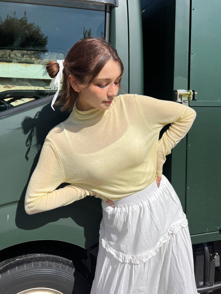 Daily Use See-through Turtleneck Top