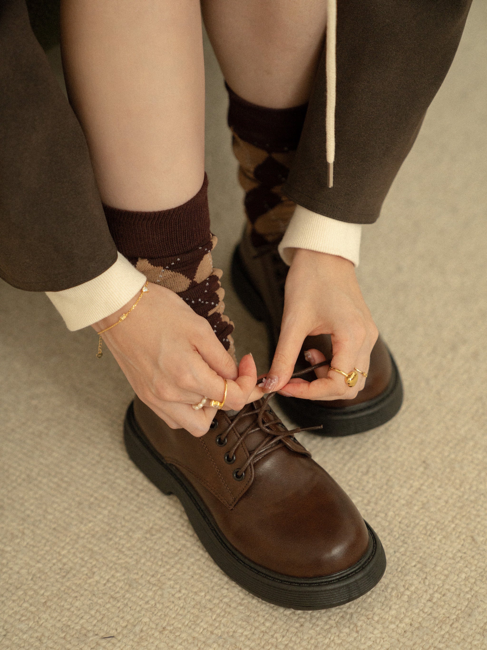 SIMONE ROCHA ゴールド メタリック レースアップシューズ SIMONE ROCHA