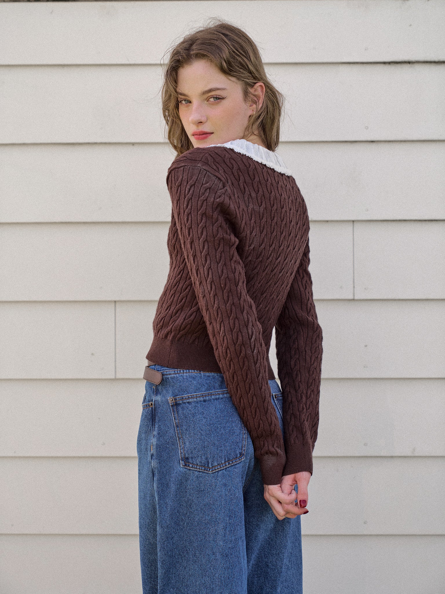 トップス ALLISON BROWN/Knit Cardigan Ally.B Cable Knit Cardigan – ALLISON BROWN