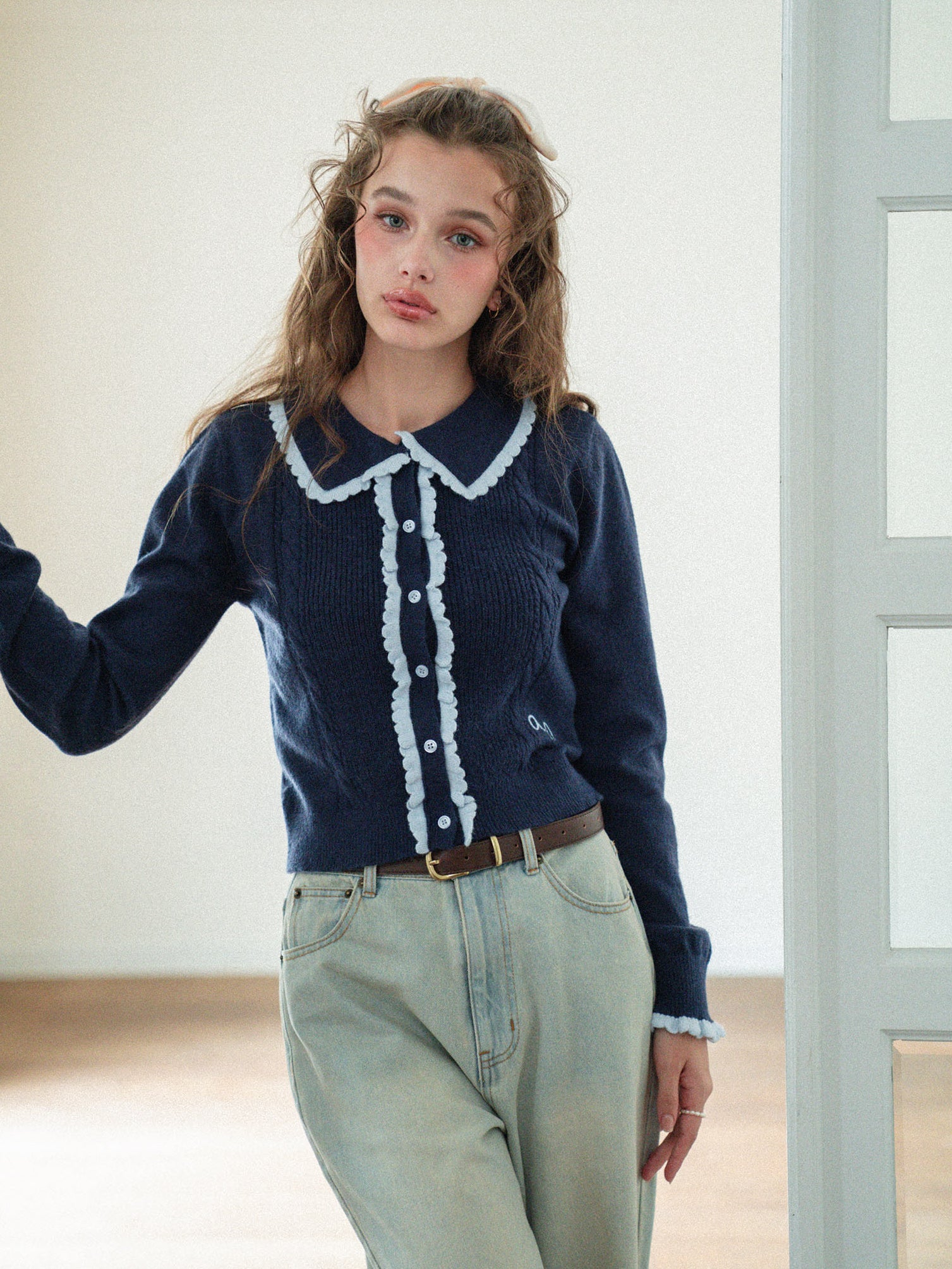 Lovely Frill Collar Knit Cardigan – ALLISON BROWN