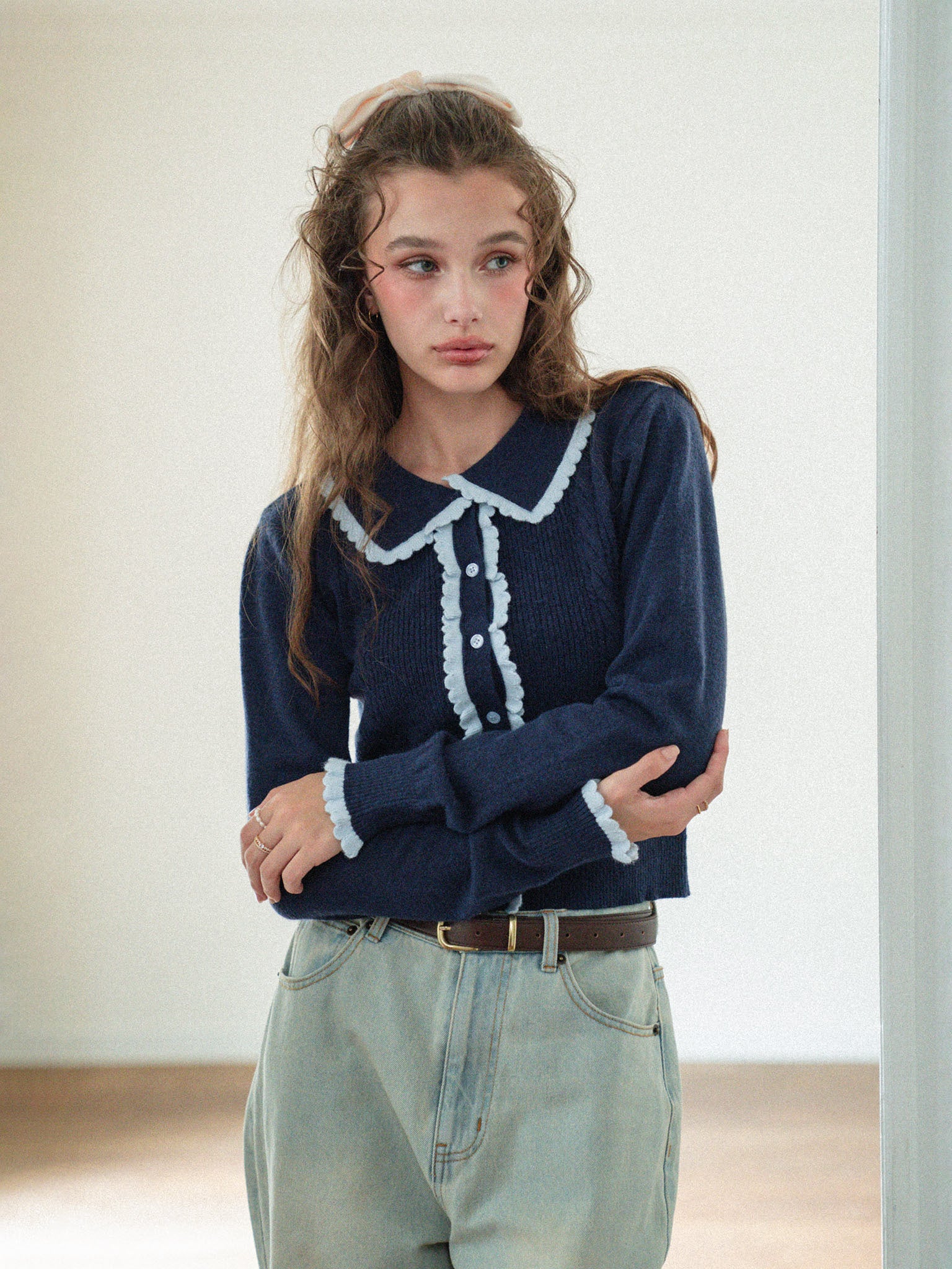 Lovely Frill Collar Knit Cardigan – ALLISON BROWN