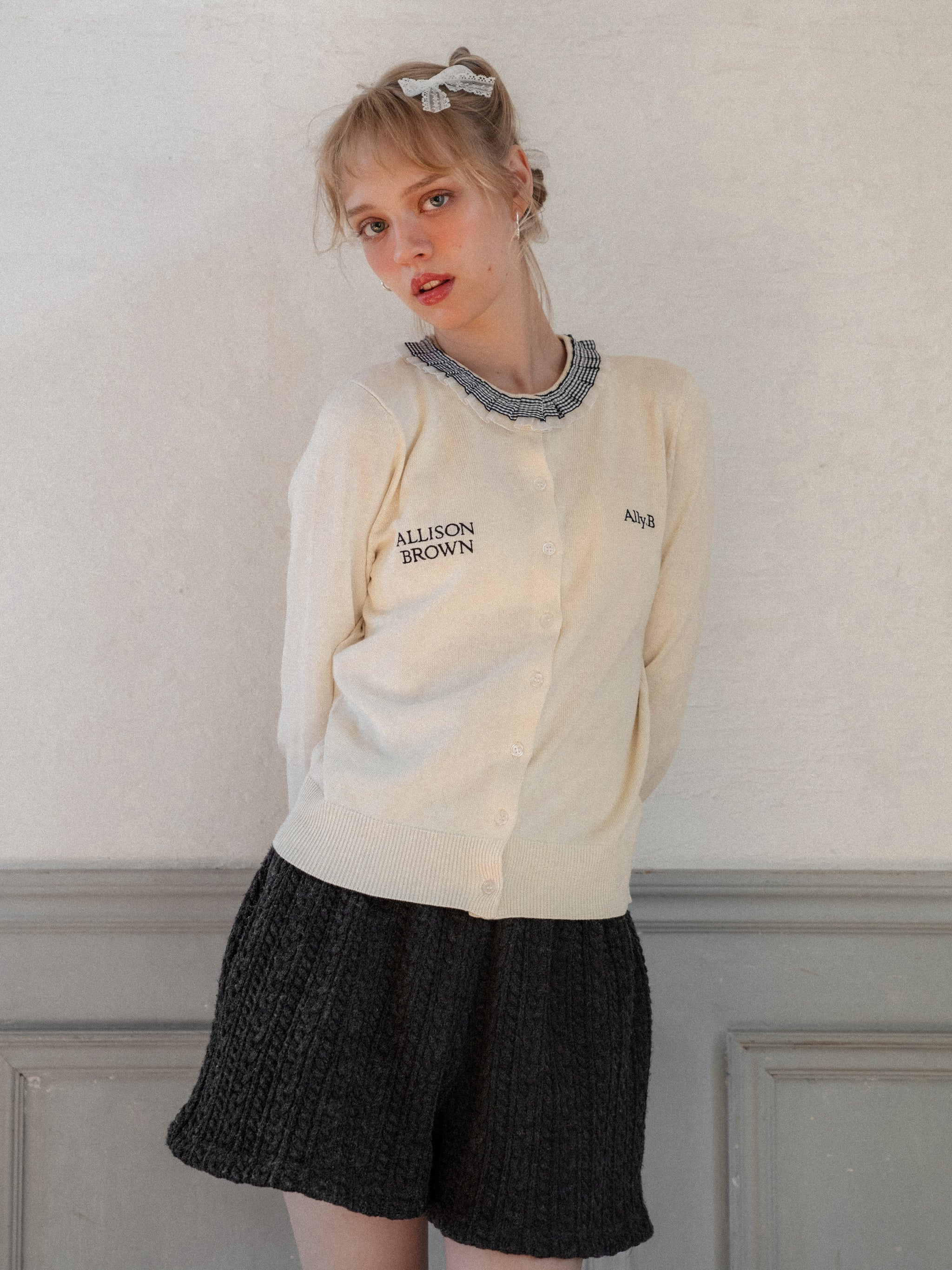 Beloved Ginghamcheck Frill Knit Cardigan – ALLISON BROWN