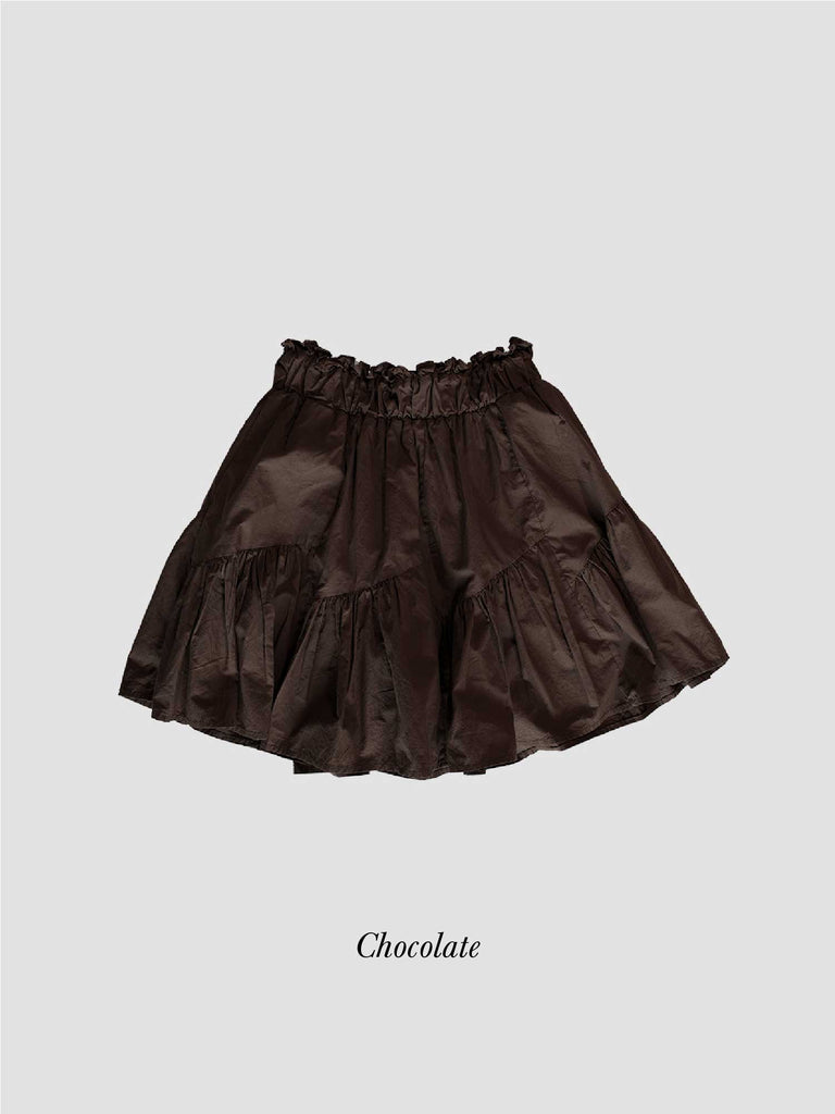Girly Volume Design Skirt-chocolate