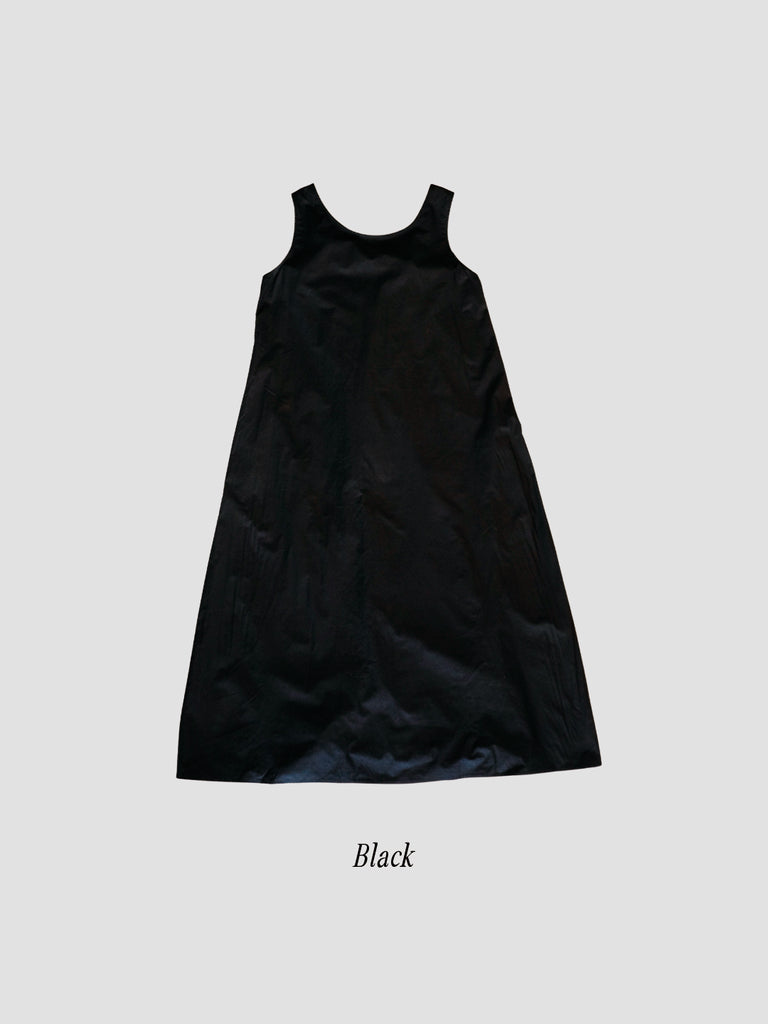 Back Ribbon Long Dress-Black