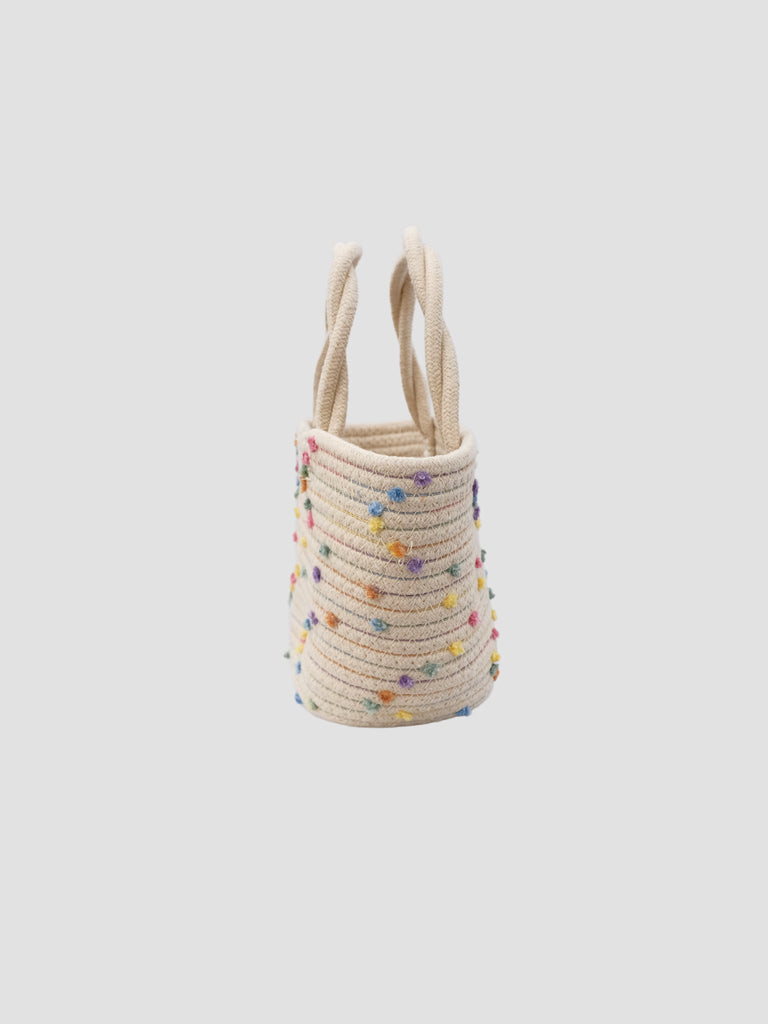 Colorful Pon Pon Basket Bag