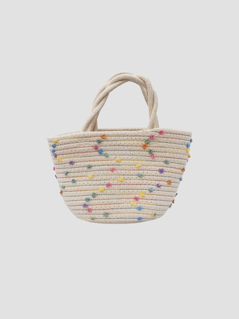 Colorful Pon Pon Basket Bag