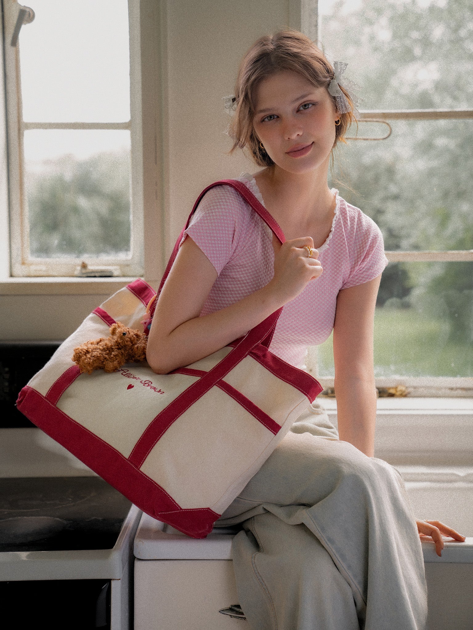 ALLISON BROWN アリソンブラウン トートバッグ ピンク Lovesome Canvas