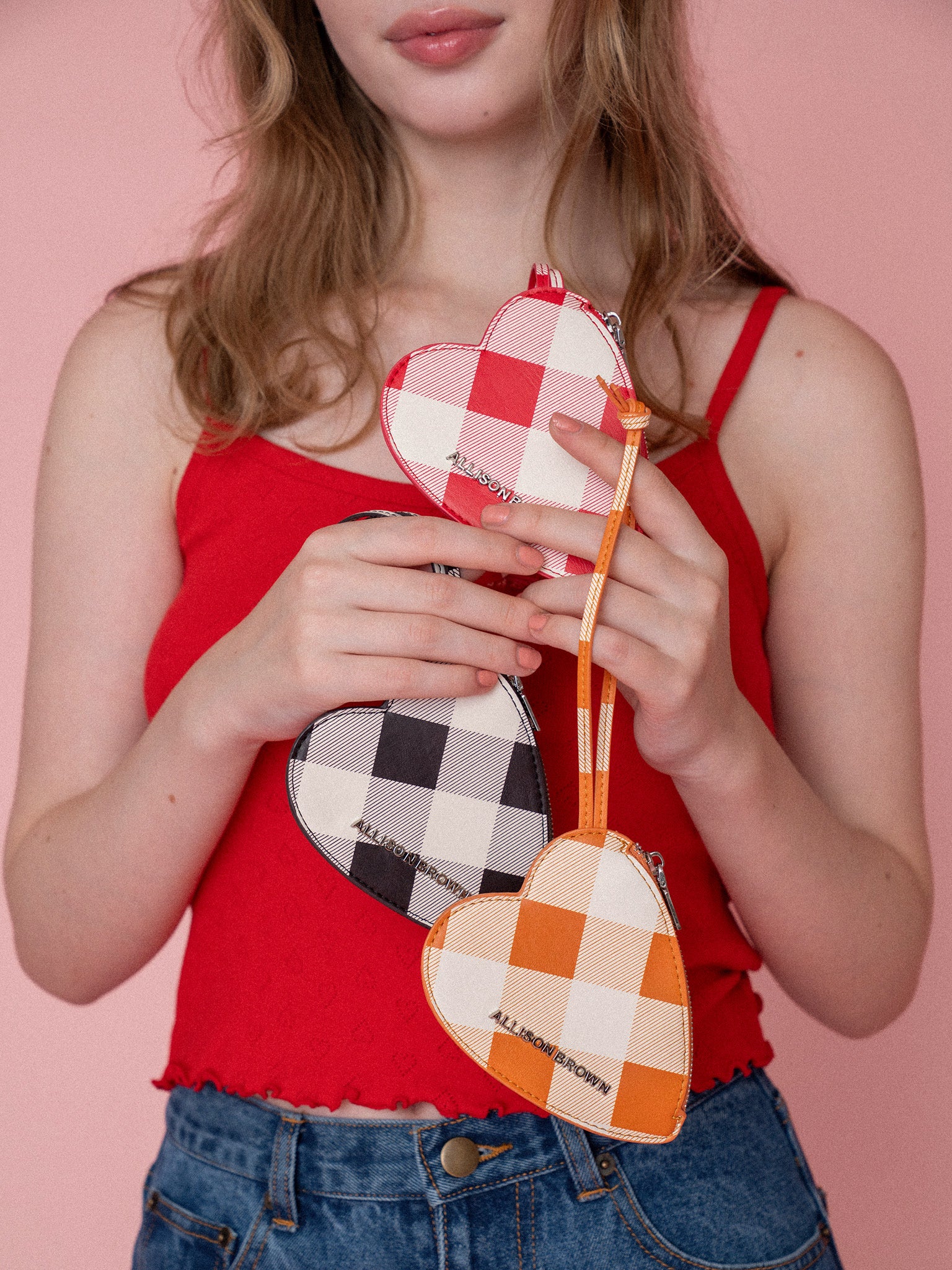 Lovely Mini Heart Check Pouch – ALLISON BROWN