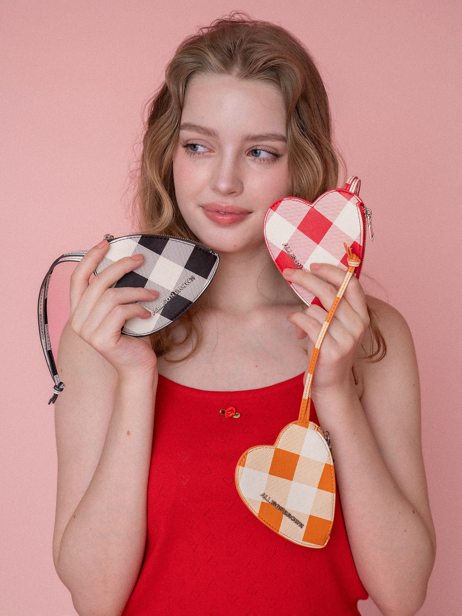 Lovely Mini Heart Check Pouch – ALLISON BROWN