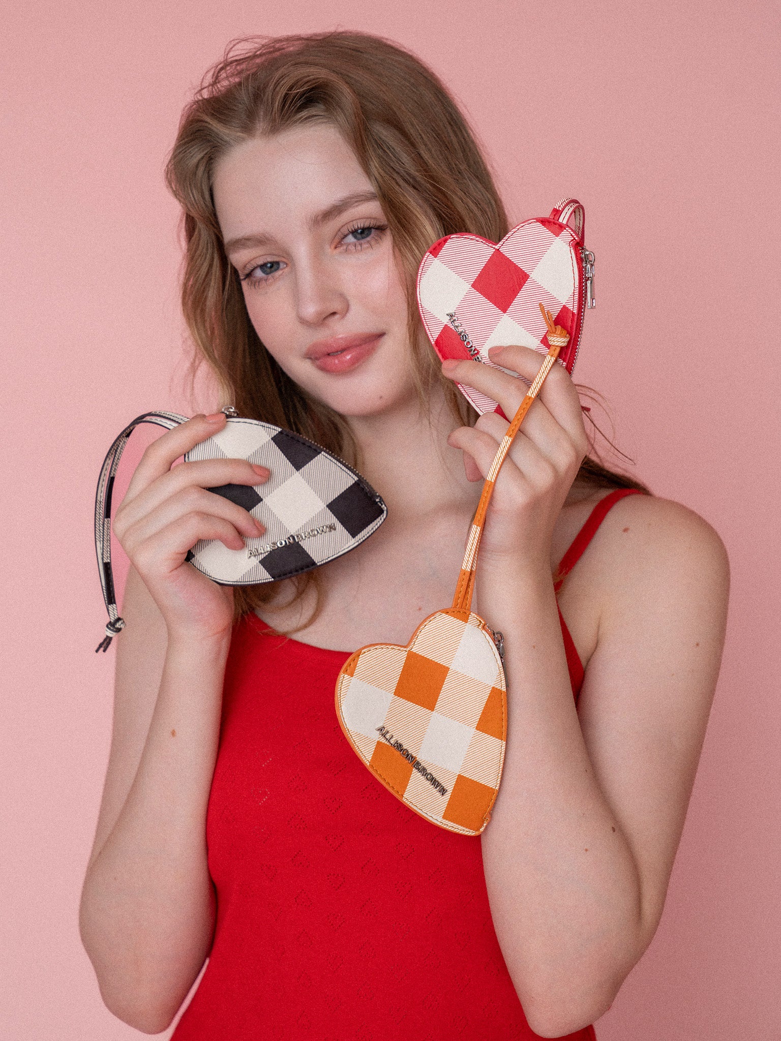Lovely Mini Heart Check Pouch – ALLISON BROWN