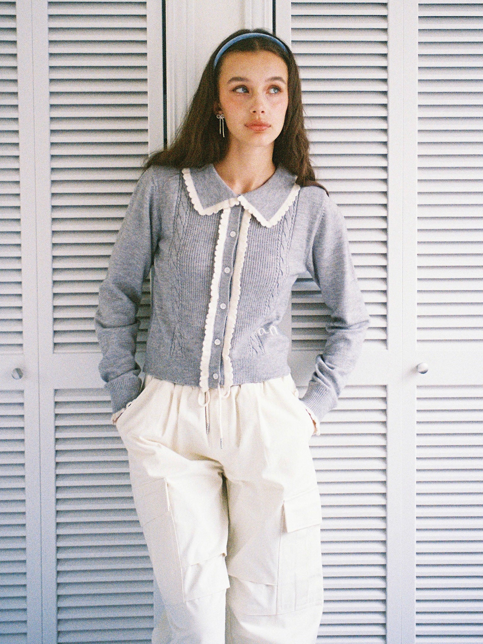 Lovely Frill Collar Knit Cardigan – ALLISON BROWN Lovely Frill Collar Knit Cardigan – ALLISON BROWN