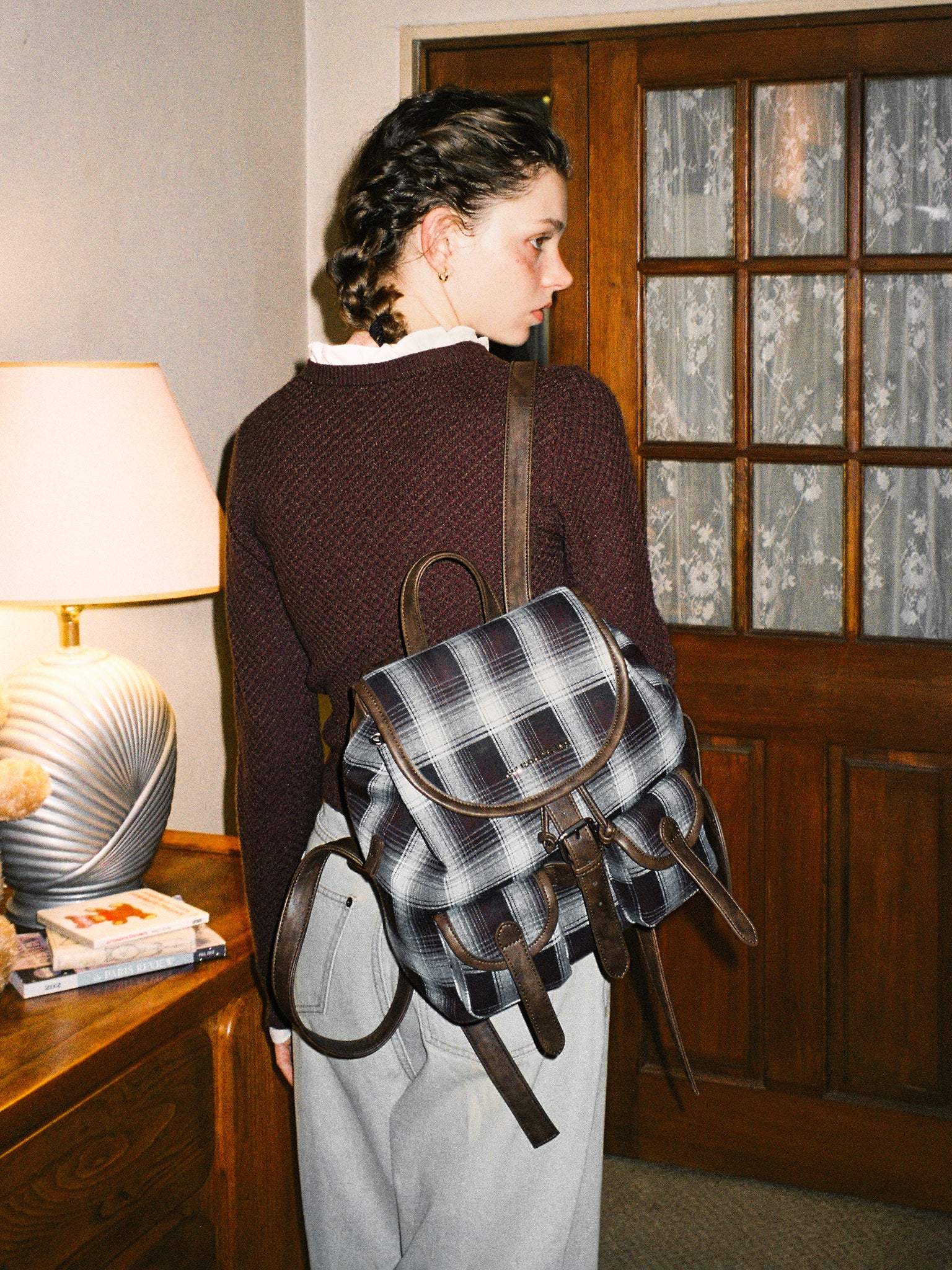 EVERYDAY CHECK BACKPACK ブルー　ブラウン Everyday Check Backpack – ALLISON BROWN