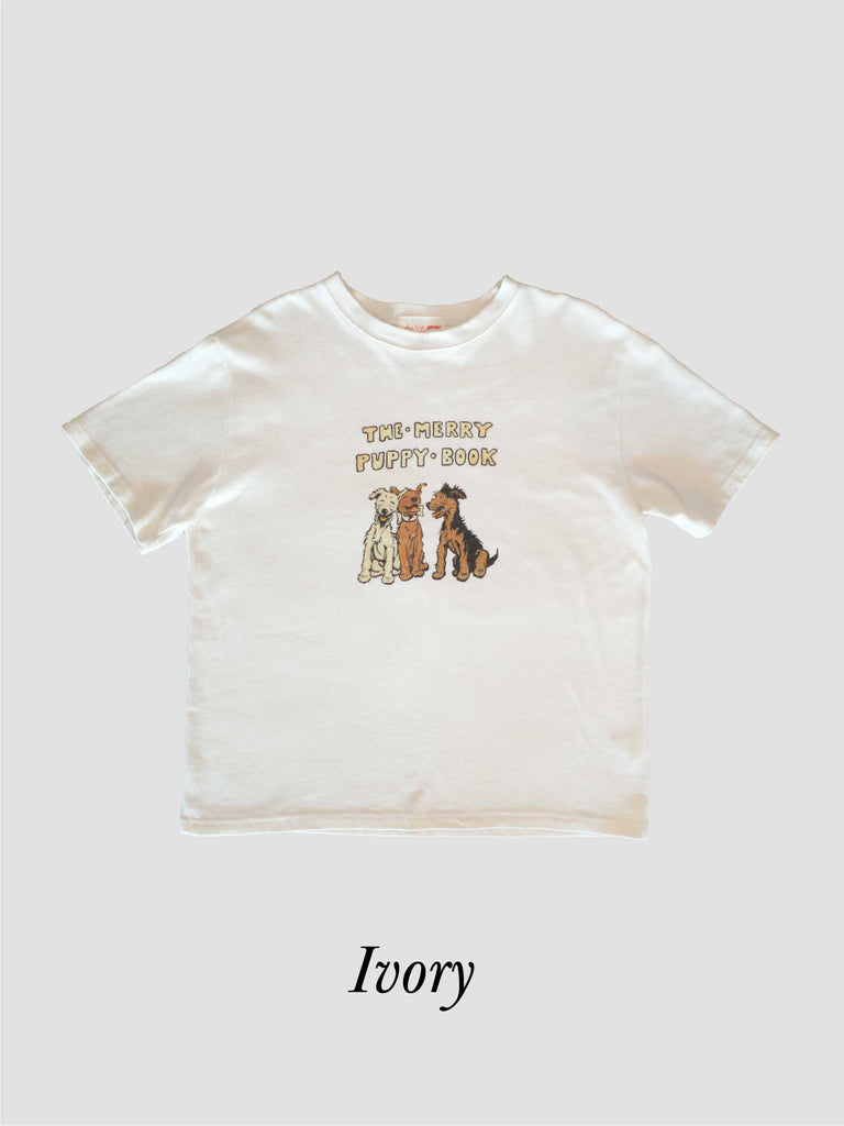Puppy Book T-shirt-Ivory