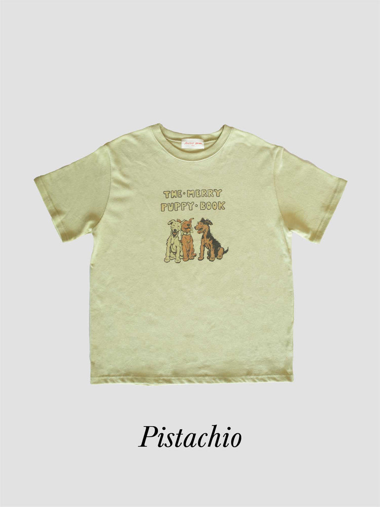 Puppy Book T-shirt-Pistachio